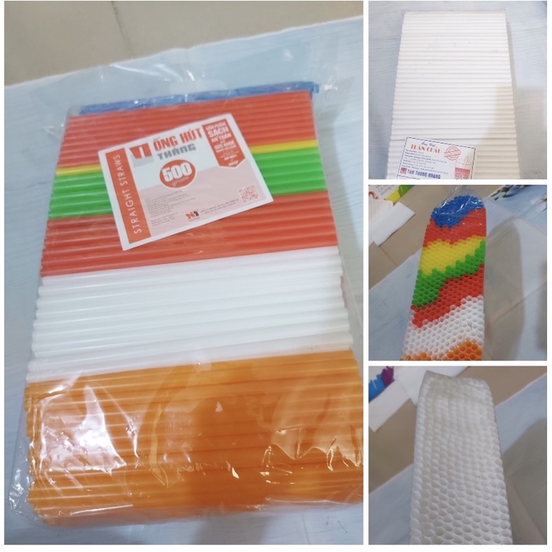 Bịch 500 gam  Ống hút 2 đầu thẳng phi 6 dài 21cm, màu trắng và nhiều màu