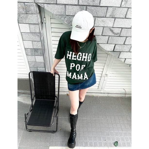 Áo Thun Xanh Lá Hecho For Mama Nữ Meeny - Phông Tay Lỡ Form Rộng 100% Cotton Khô 3158 Hottrend Phong Cách Streetwear