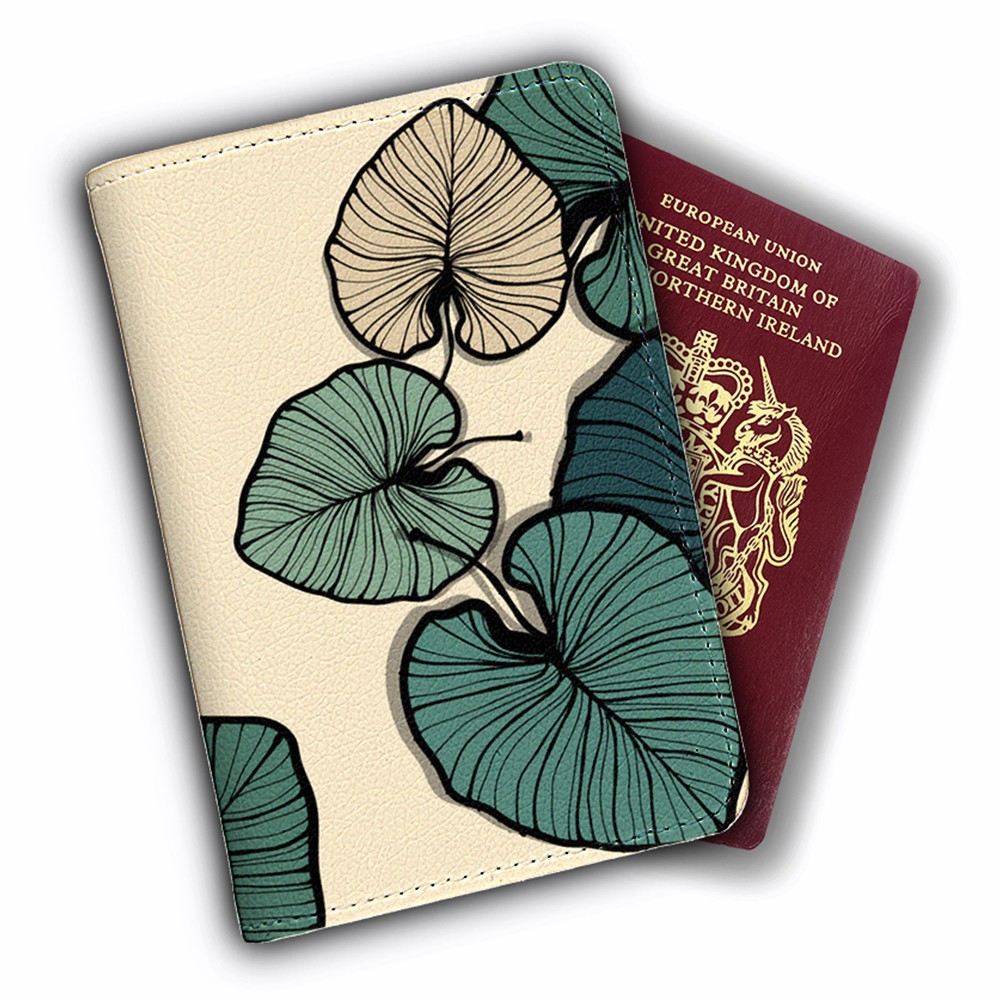 Ví Đựng Hộ Chiếu LÁ SEN - LOTUS LEAF - Bao Da Passport Du Lịch Và Thẻ Phụ Kiện Vintage - Passport Cover Holder - PPT170