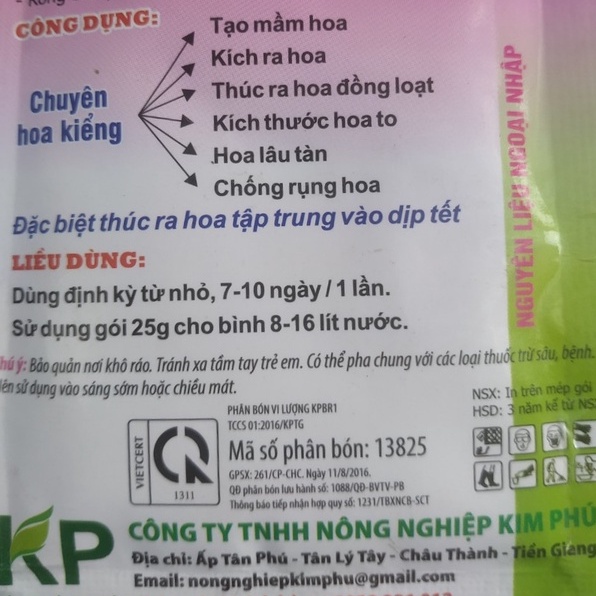 Tạo Mầm Hoa (Gói 25g) - Kích Ra Hoa, Phân Bón Chuyên dùng cho hoa kiểng, vạn thọ, hồng...