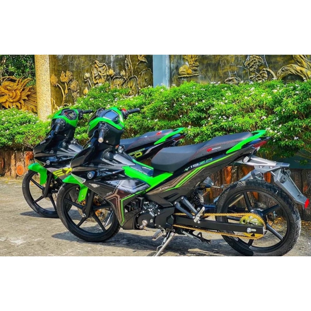 Tem trùm Exciter 150 yamaha  đen lá viền nâu - Độ dán team trùm decal xe máy - Team trùm ex decal rẻ đẹp và chất  đen xa