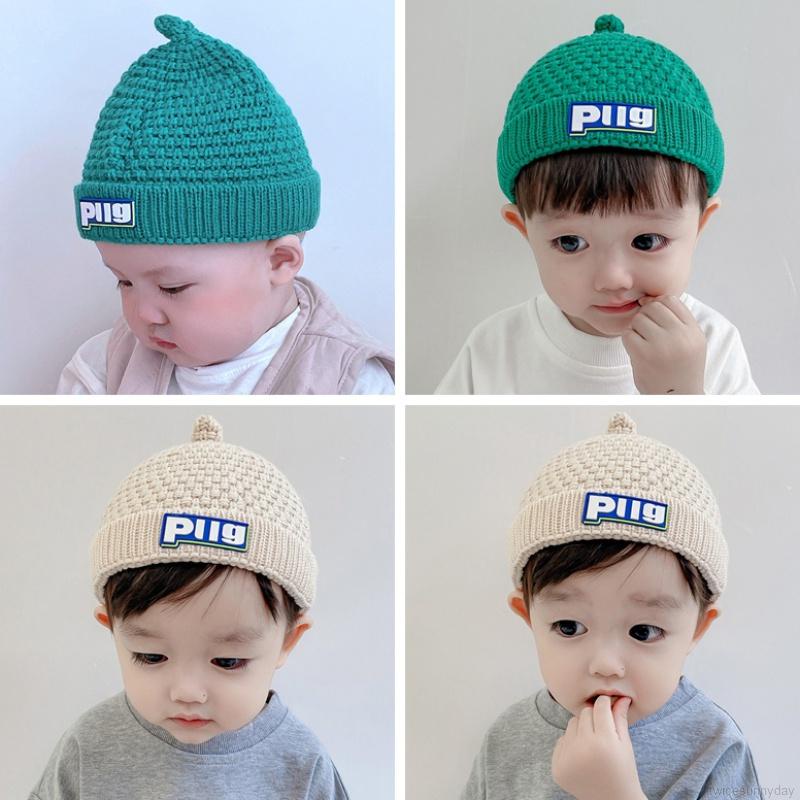 Mũ dệt kim cotton mềm sưởi ấm mùa đông cho em bé 1-6 tuổi