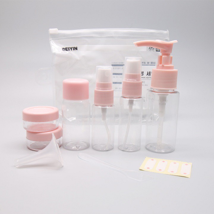 Bộ chiết mỹ phẩm du lịch 5 món kèm túi đựng khóa zip BEIYIN