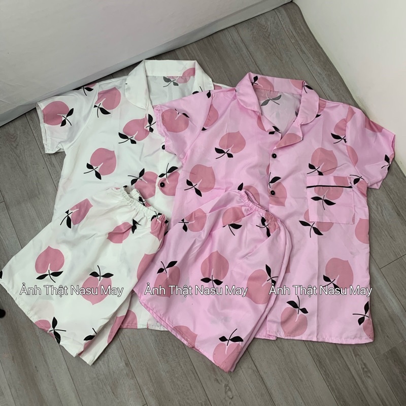 Bộ Đồ Ngủ Pijama Nữ QUẢ ĐÀO Kate Tay Cộc Mặc Nhà Xinh