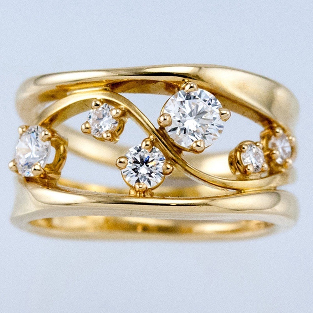 Nhẫn Đeo Tay Đính Đá Zircon 8 Màu Thời Trang