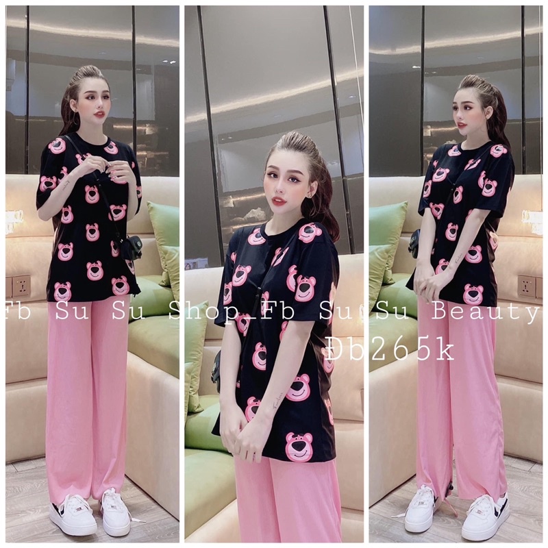 SET QUẦN SUÔNG BÁO HỒNG COTTON CHUẨN SHOP