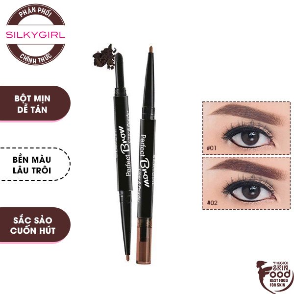 Chì Kẻ Mày Tạo Hiệu Ứng Nét Mày Tự Nhiên Silkygirl Perfect Brow Liner &amp; Powder 0.5g