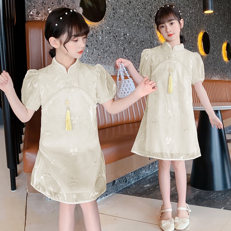 Đầm Sườn Xám Công Chúa Tay Ngắn Phong Cách Phương Tây Mẫu Mới 2022 Thời Trang Mùa Hè Cho Bé Gái