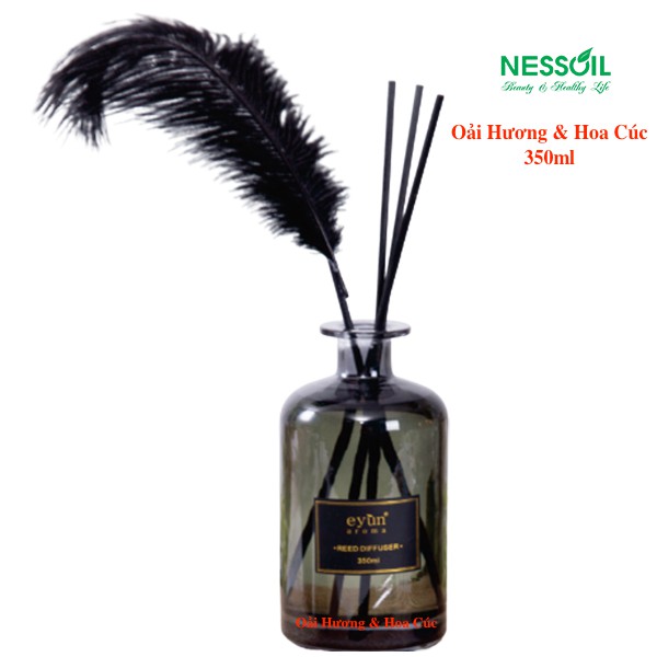 Bộ tinh dầu thơm phòng hương Oải Hương & Hoa Cúc gồm 1 chai tinh dầu to đùng 350ml + 1 bộ que mây khuếch tán màu đen