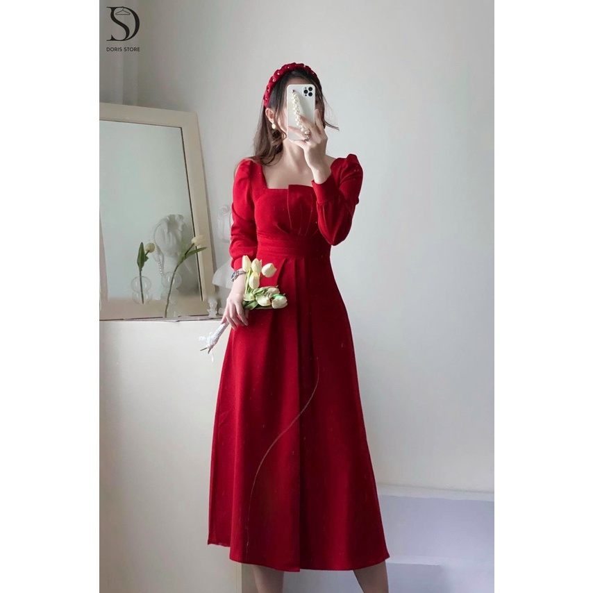 Váy trắng tiểu thư tay dài nhún ngực (Hàng thiết kế cao cấp)- A63 | BigBuy360 - bigbuy360.vn