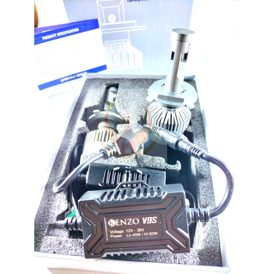 Đèn pha led Kenzo V9s 60W mẫu mới nhất 2022 chân H4 bảo hành 2 năm