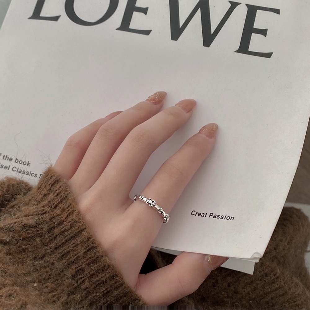 Nhẫn Hở Bạc S925 Họa Tiết Hình Học Phong Cách Hiphop Thời Trang Hàn Quốc Cho Nam Nữ