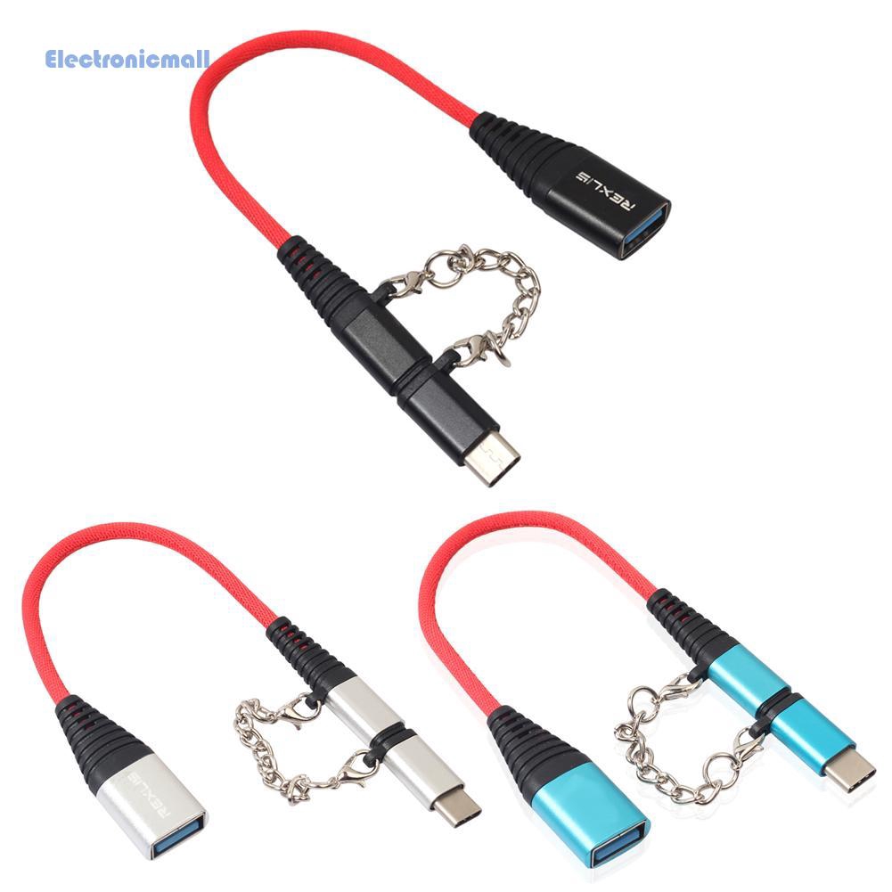 Dây Cáp Otg 2 Trong 1 Đầu Đực + Micro Usb Đầu Đực Sang Usb 2.0 Cái