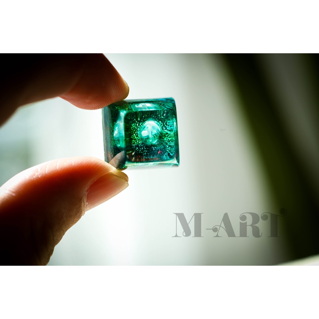 "Nút Bàn Phím Cơ" chủ đề Green Texture Xuyên Led - Green Texture resin keycap