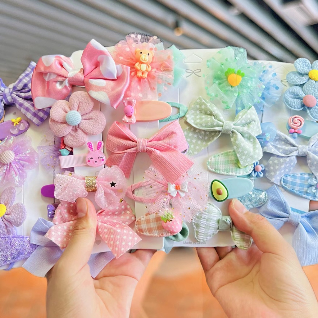 Set 9-10 kẹp tóc xinh xắn phong cách Hàn Quốc cho bé yêu