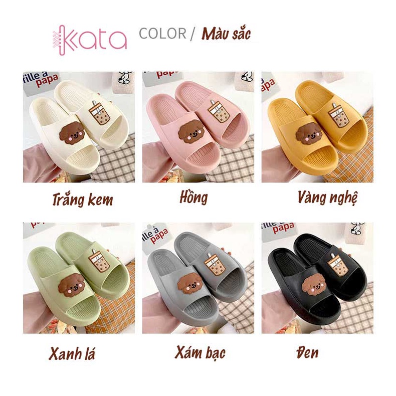 Dép đế dày cặp đôi Nam và Nữ hình chó con và trà sữa dễ thương chất liệu EVA 11544