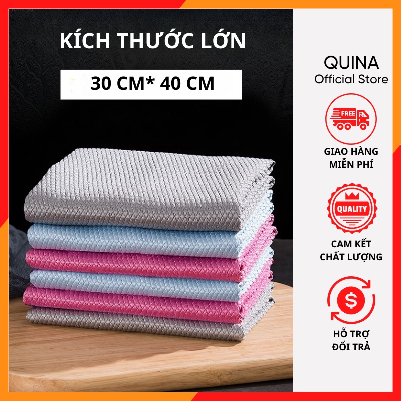 [Size Lớn] Khăn Lau Bát Đĩa Đa Năng T2 SIZE 40X30Cm Sợi Cotton Thấm Hút Nước Lau Bếp Lau Tay 2 Mặt Dày Dặn Quina QN011