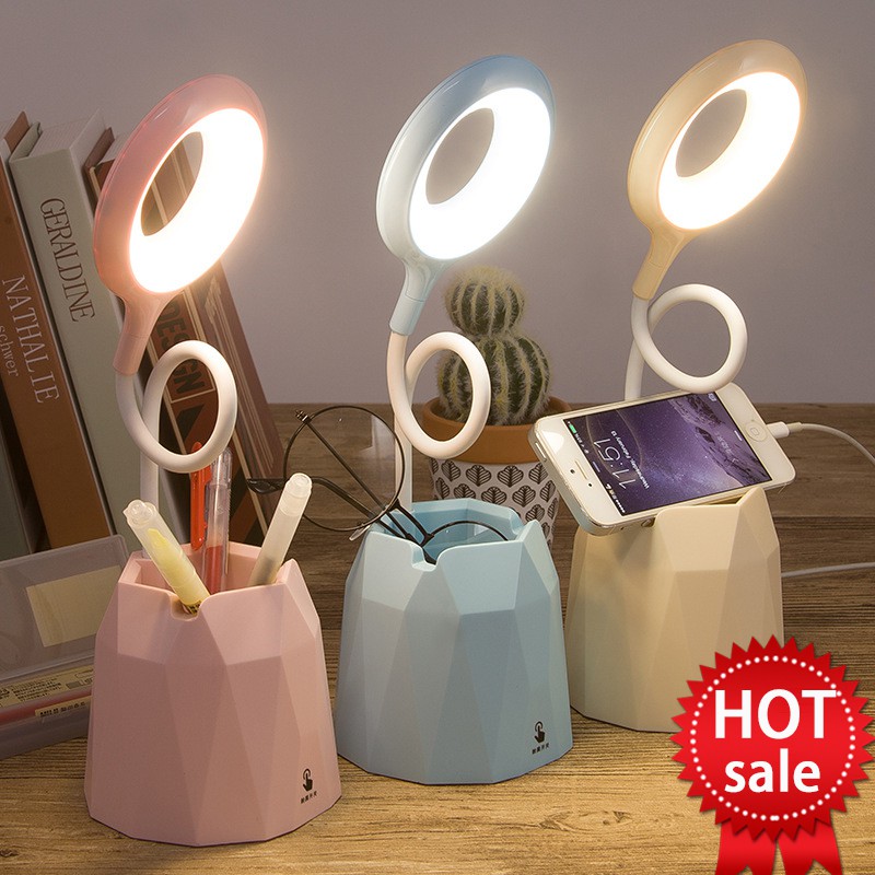 Đèn Led Để Bàn 3 Bóng Bảo Vệ Mắt Đa Năng Có Thể Sạc Lại Kèm Giá Đỡ