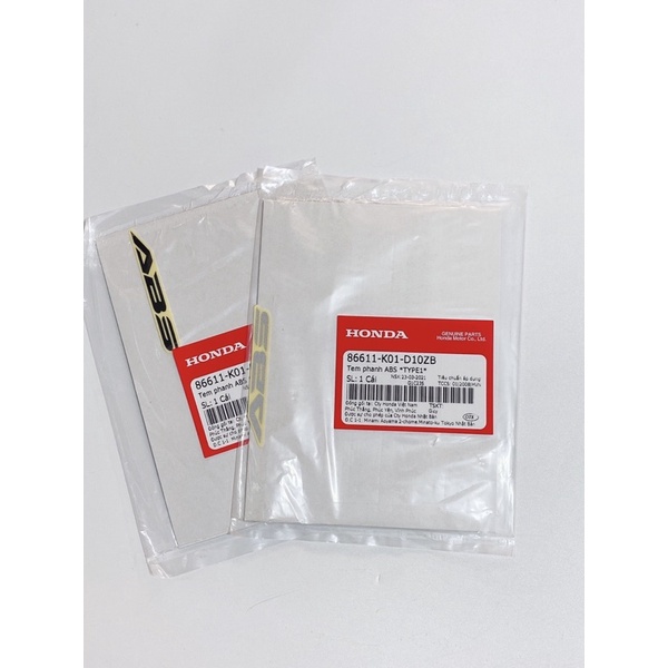 Tem phanh chữ ABS màu đen và bạc cho xe Honda hàng Chính hãng