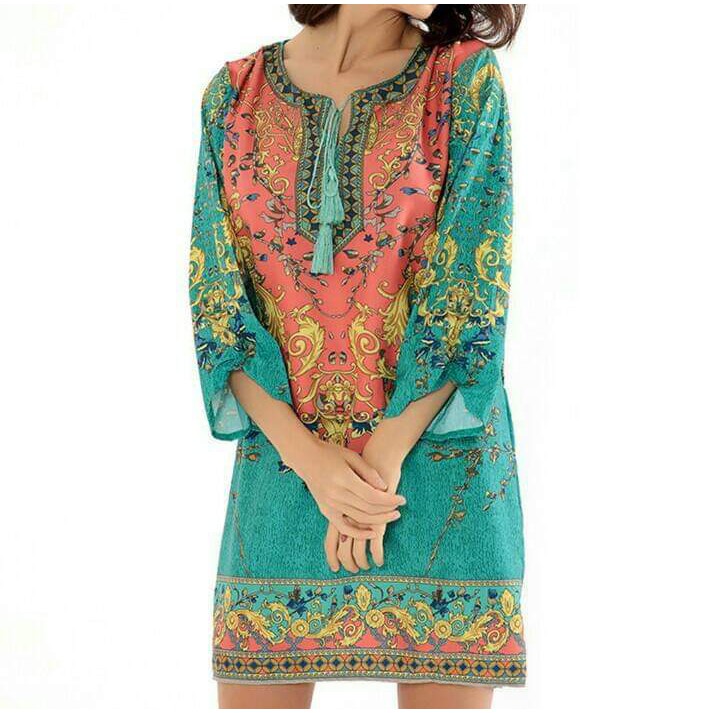 ( Tặng son xịn) Khi mua Đầm thổ cẩm lạ mắt BZ ZARA vô cùng sang chảnh