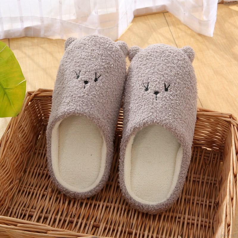 Dép mang trong nhà bằng cotton đế da lộn mềm mại chống trượt thiết kế tai động vật nhỏ nhắn đáng yêu