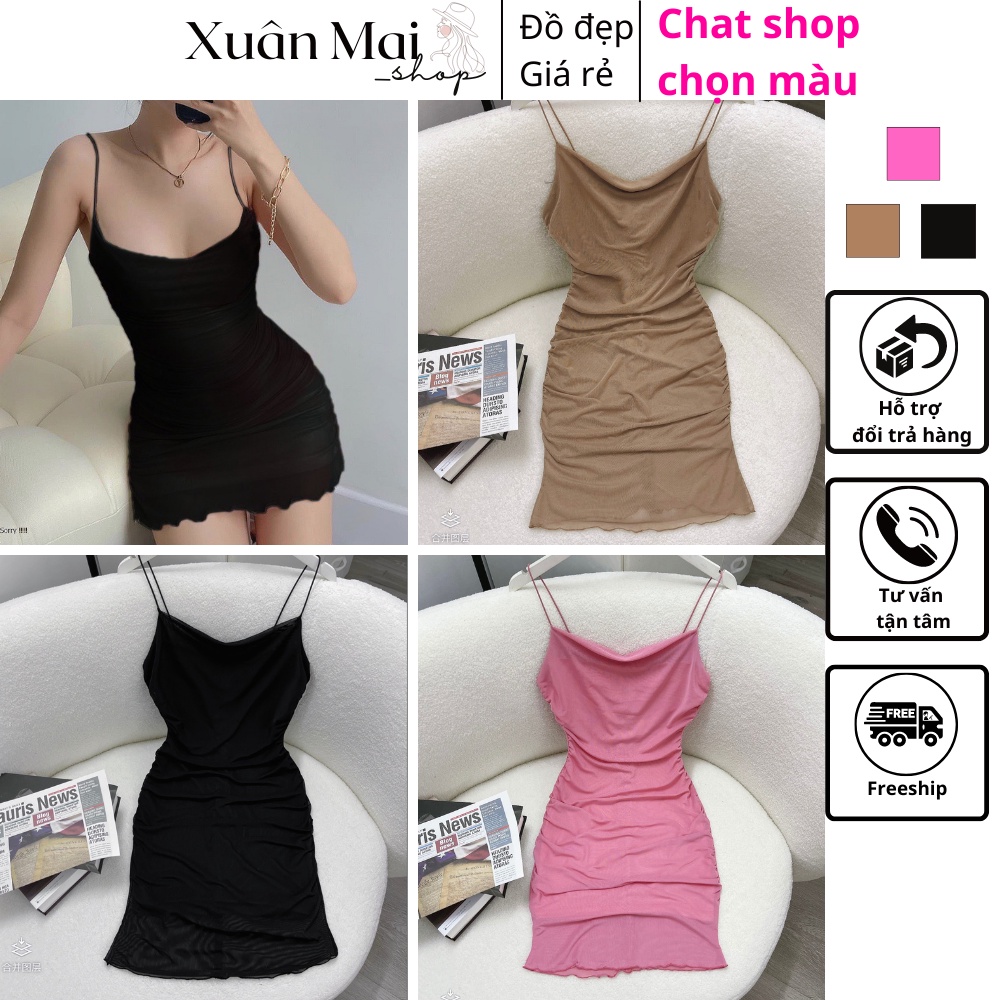 Đầm body nữ loang màu hai dây bún siêu tôn dáng có lót trong Có HÌNH THẬT