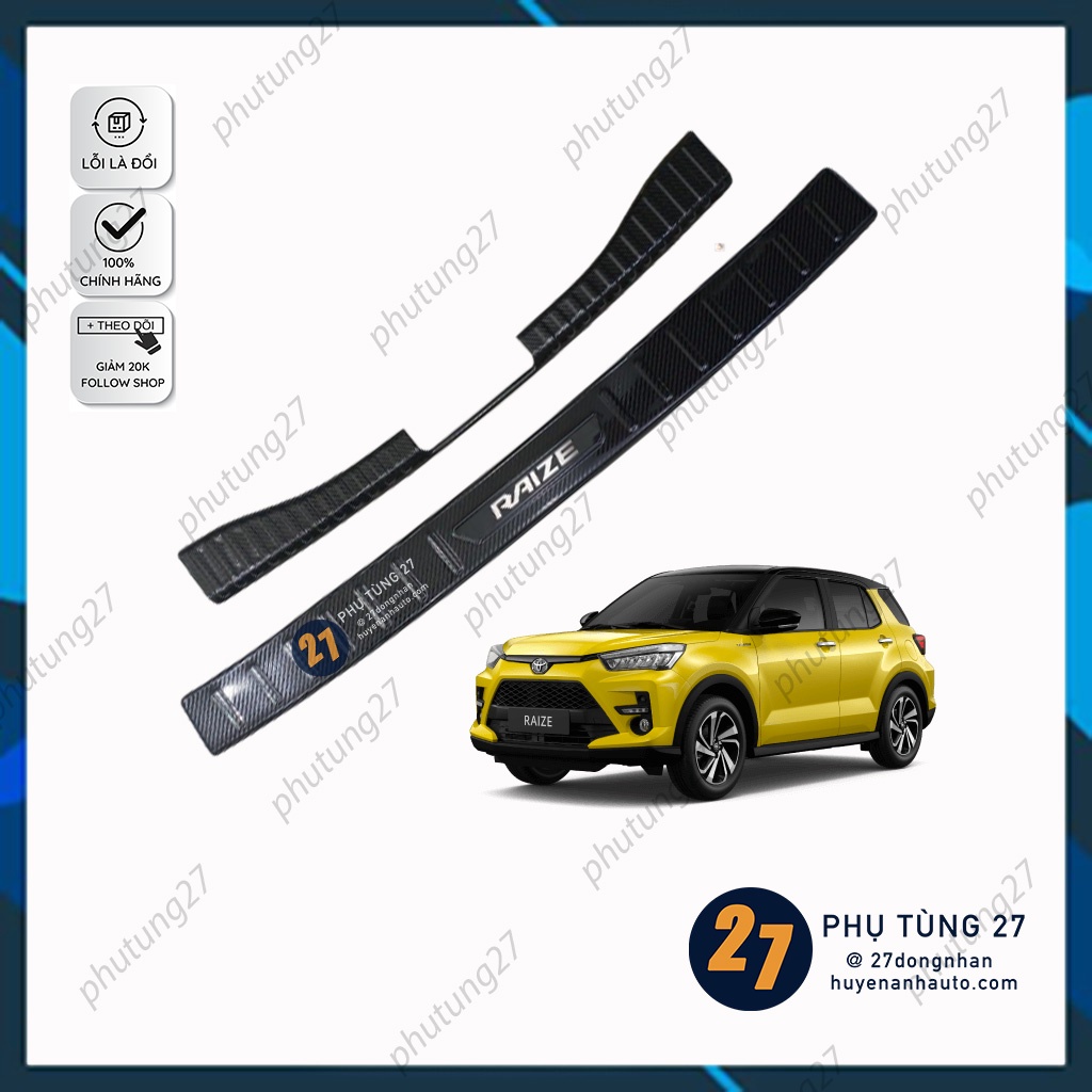 Chống Trầy Cốp Trong, Ngoài Carbon xe Toyota Raize 2021 2022 - Vân Carbon Cao Cấp