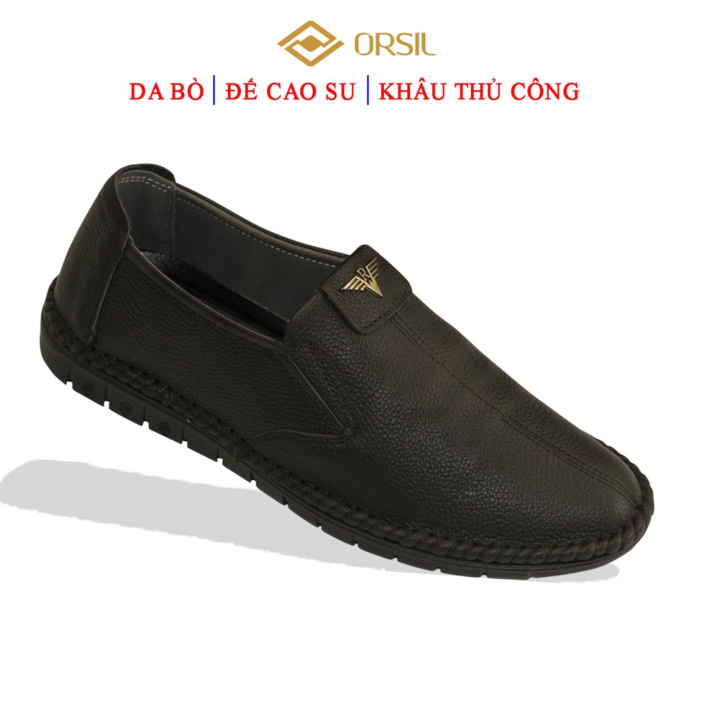 Giày lười nam da bò ORSIL thời trang màu đen lịch thiệp - ORL D10