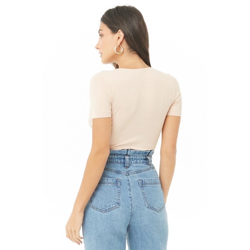 Áo thun gân Surplice Bodysuit F21 VNXK