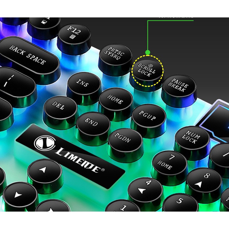 Bàn Phím Máy Tính Gaming Nút Tròn Chính Hãng Limei GTX300 Kèm Chuột Có Dây Chuyên Game Có Đèn LED Ấn Tượng