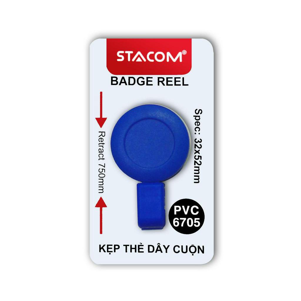 Kẹp Bảng Tên Dây Cuộn Stacom PVC6705 - Xanh Dương