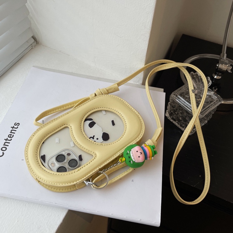 Túi đeo chéo mini IELGY màu trơn có móc khóa dùng đựng điện thoại dành cho nữ