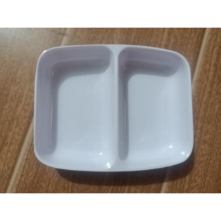 Sét 10 chiếc Đĩa chấm nhựa phíp 2 ngăn trắng