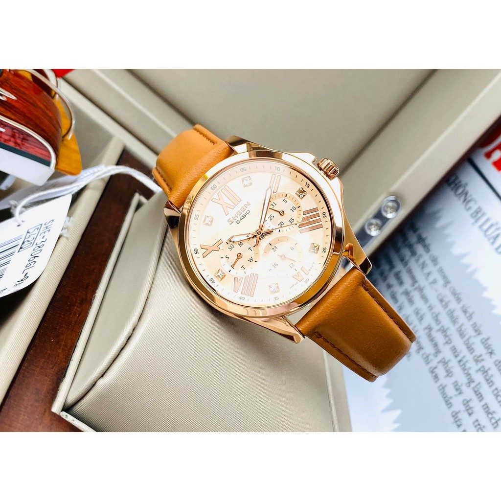 Đồng hồ nữ Casio Sheen Cam Đất xinh xắn - SHE-3806GL-9A