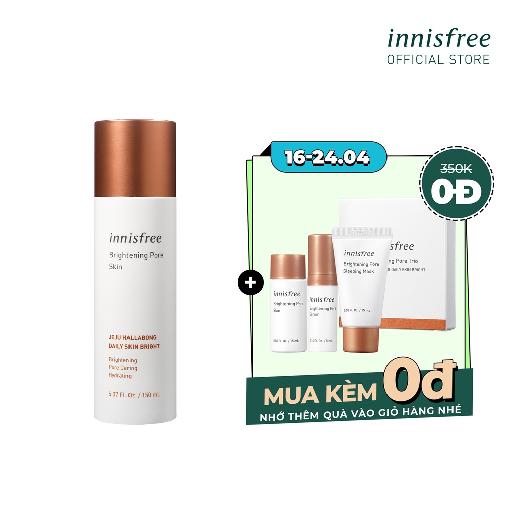 [Mã COSIF05 giảm 10% đơn 400K] Nước cân bằng dưỡng sáng da 3 trong 1 innisfree Brightening Pore Skin 150ML