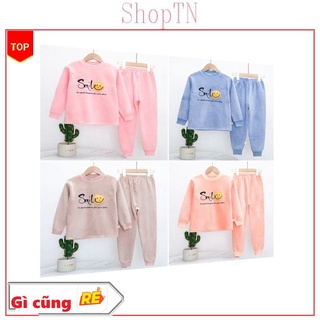 Bộ nhung cao cấp lót nỉ nhung dày ấm hàng quảng châu cho bé trai bé gái 20-38kg