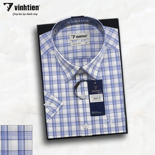 Áo sơ mi ngắn tay Tencel Slim Fit Vĩnh Tiến vạt bầu - FK2-G140