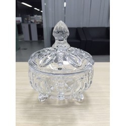 Hũ mứt thủy tinh trắng ba chân