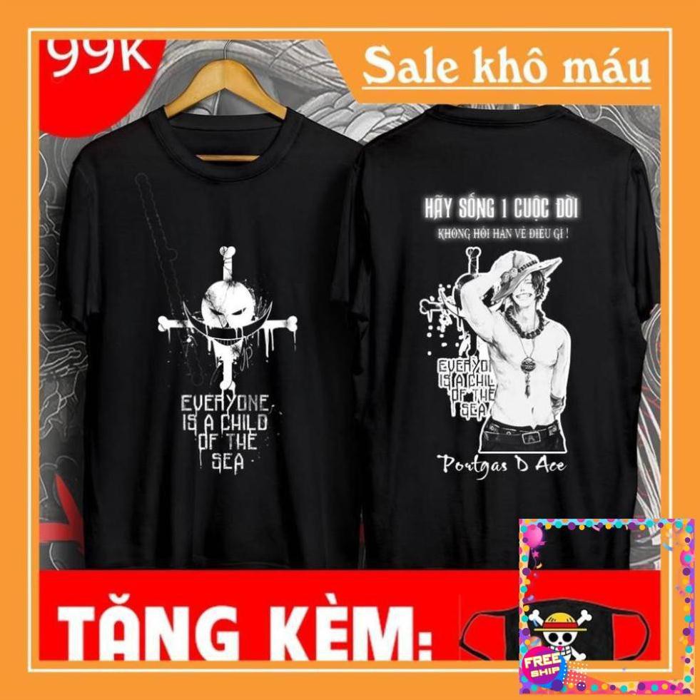 NEW -  [SUPER] [SIÊU RẺ] ÁO ONE PIECE ACE | ÁO THUN ONE PIECE đẹp tặng kèm bịt mặt ONE PIECE cực ngầ