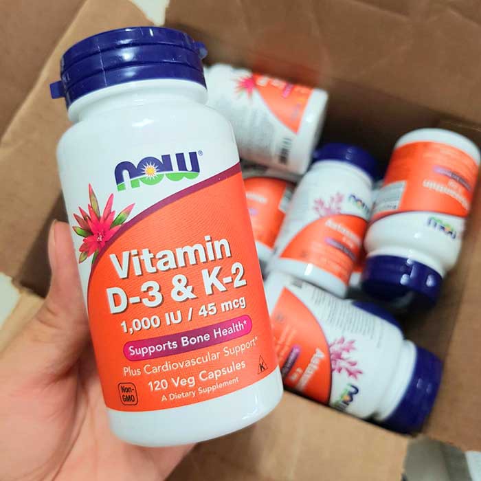 VITAMIN D3 K2 |  Now Vitamin D3 K2 1,000 IU 45 mcg [120 Viên] - Tăng Miễn Dịch Chính Hãng Tại Suppcare Store