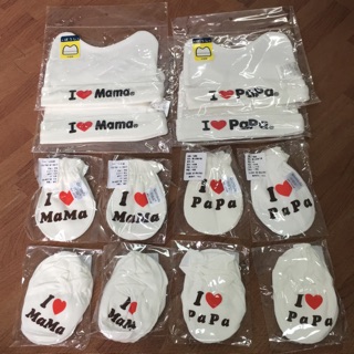 4 set mũ , bao tay chân papa mama