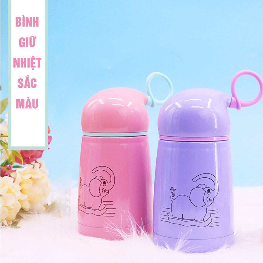 💥HOT💥Bình giữ nhiệt INOX 304 họa tiết CHÚ VOI CON Ở BẢN ĐÔN - An toàn tuyệt đối cho bé 200ML