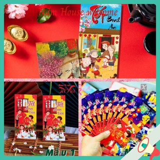Bao Lì Xì 2021 ⚡FREESHIP⚡ Nhiều Mẫu - Xấp 10 Bao Lì Xì Loại Lớn 8 x 16 cm - Chất Lượng Giấy Dày, Đẹp