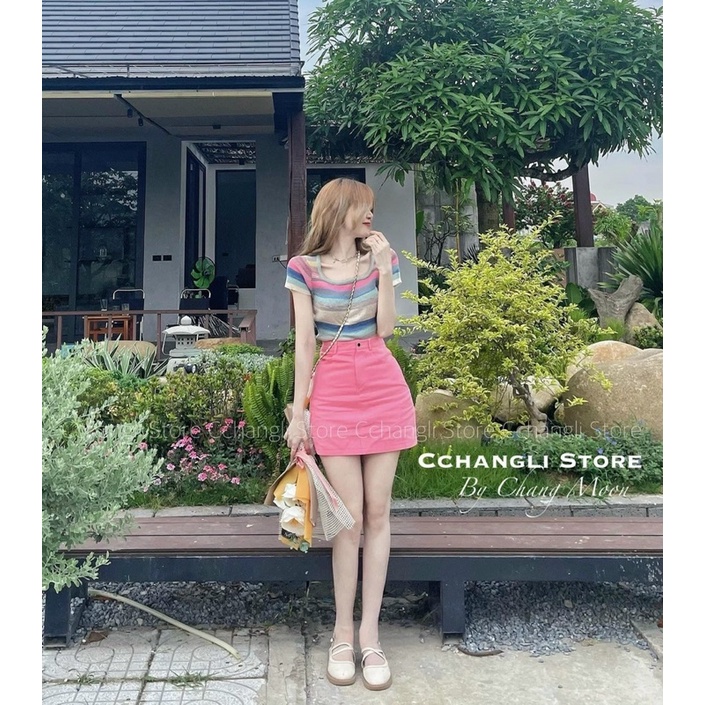 ÁO LEN CẦU VỒNG ÔM BODY CỔ VUÔNG ULZZANG