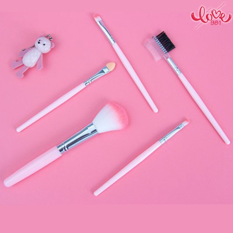 [Hàng mới về] Set 5 cọ trang điểm tông màu hồng đáng yêu nhỏ gọn dễ mang theo