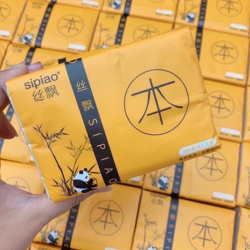 Gói Giấy Ăn Gấu Trúc Sipiao Từ Bột Trúc Nguyên Sinh 300 Tờ Siêu Dai