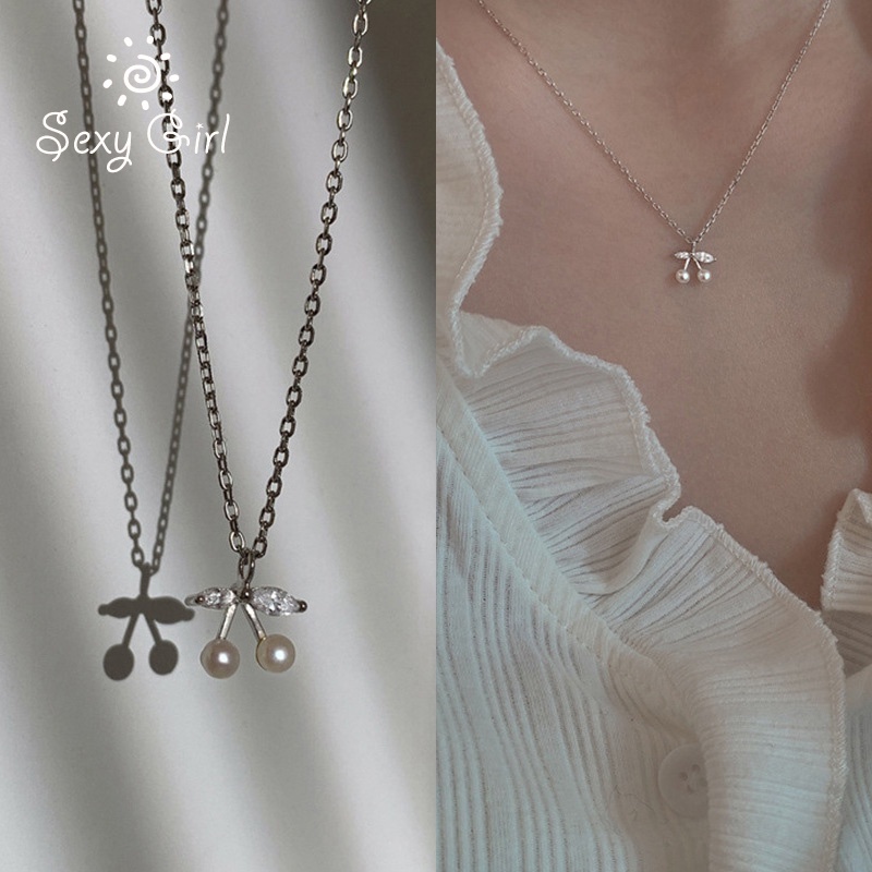 Vòng cổ Đính Ngọc Trai Hình Quả Cherry Xinh Xắn Thời Trang Dành Cho Nữ