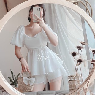 Set bộ babydoll trắng quần phối voan dễ thương đi chơi, dạo phố Zashopp