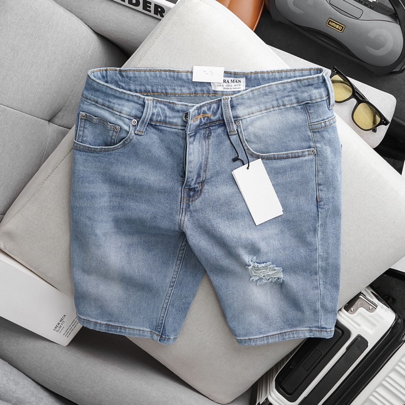 Quần short jean nam cao cấp jean co giãn dáng suông vnxk