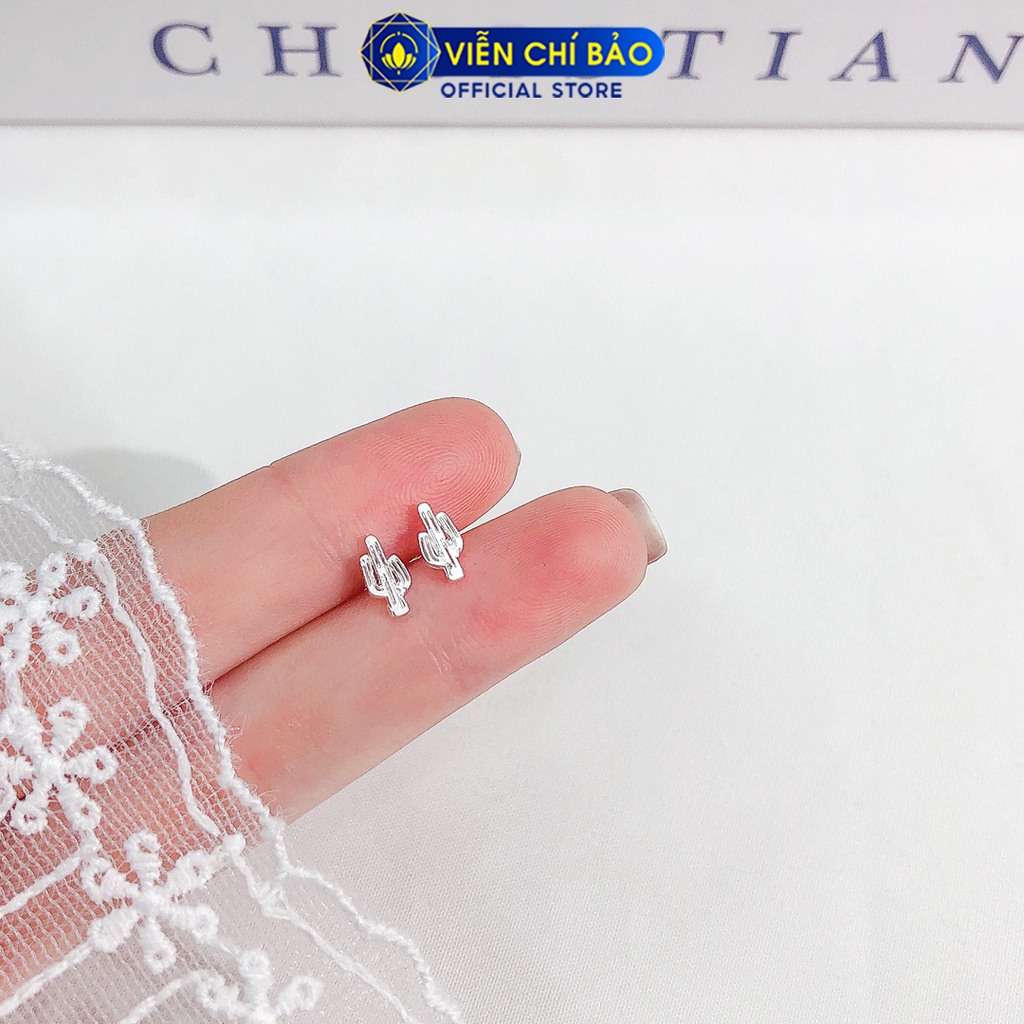 Bông tai cành xương rồng chất liệu bạc 925 thời trang phụ kiện trang sức nữ Viễn Chí Bảo E055